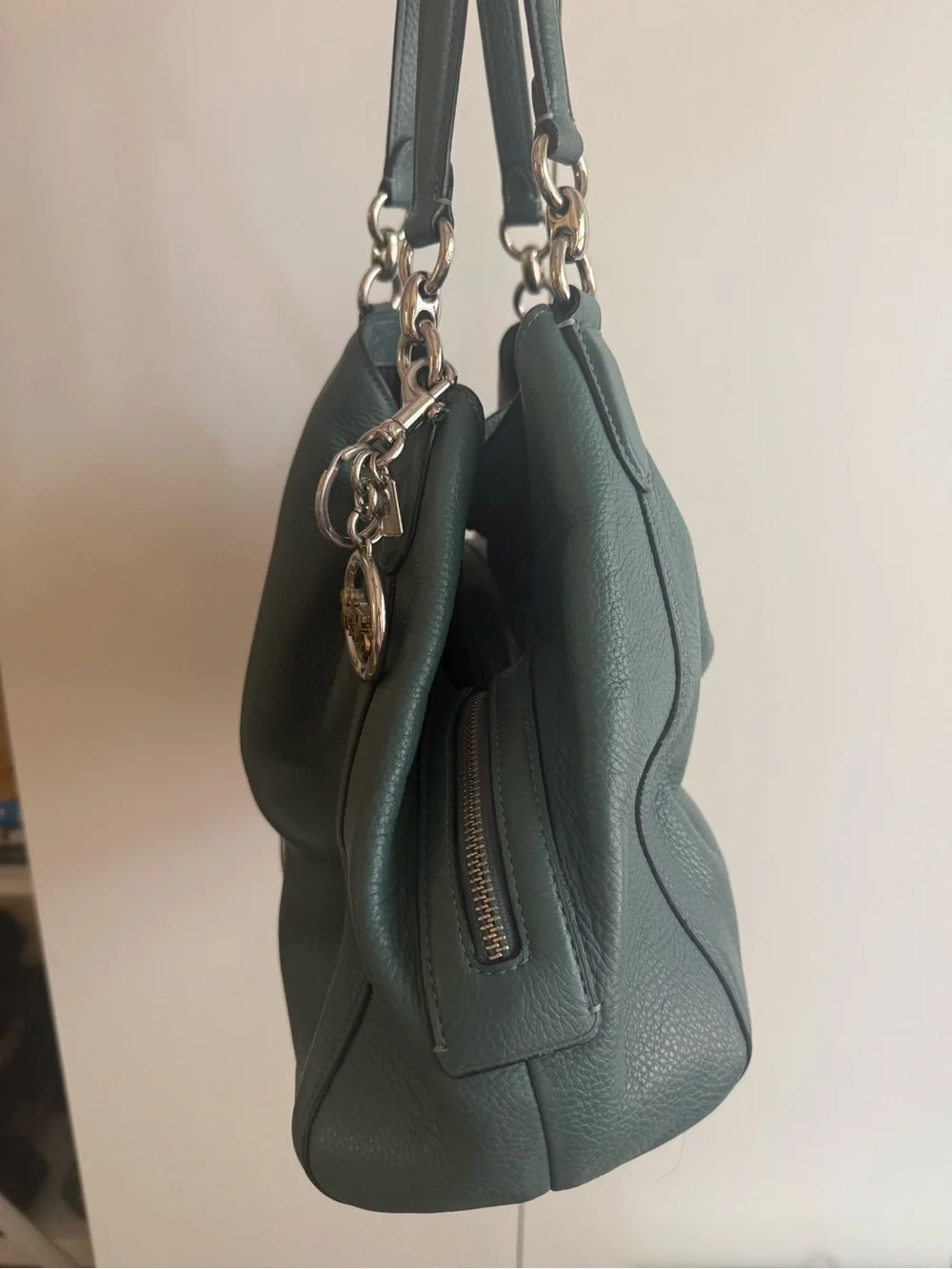 Coach Pebbled Leather Hobo Bag in Dark Green